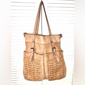 ORIGI Pelle HAND MADE IN ITALY BOVINA LEATHER LARGE WOVEN BAG TOTE PURSE.